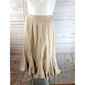 BFA Classics Womens Brown Tan A-Line Skirt Size petite Medium Elastic Waist